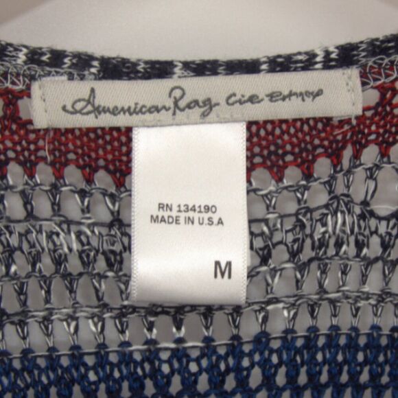 American Rag Americana Striped Crochet Fringe Side Slit Duster Vest Size M - Picture 6 of 7